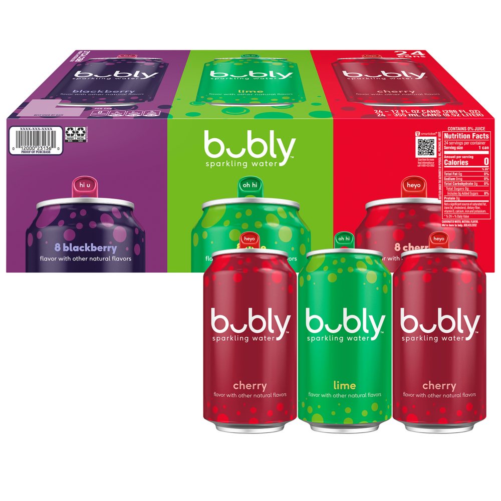 bubly Sparkling Water Variety Pack, 12 fl. oz., 24 pk.