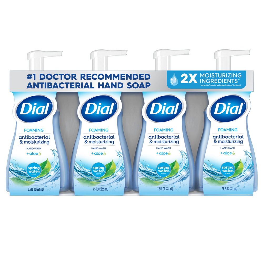 Dial Antibacterial Foaming Hand Soap, Spring Water, 7.5 fl. oz., 4 pk.