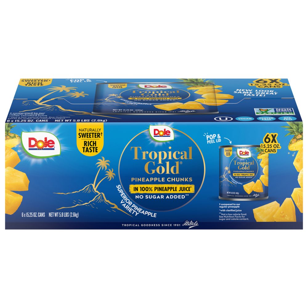 Dole Tropical Gold Pineapple Chunks, 15.25 oz., 6 pk.