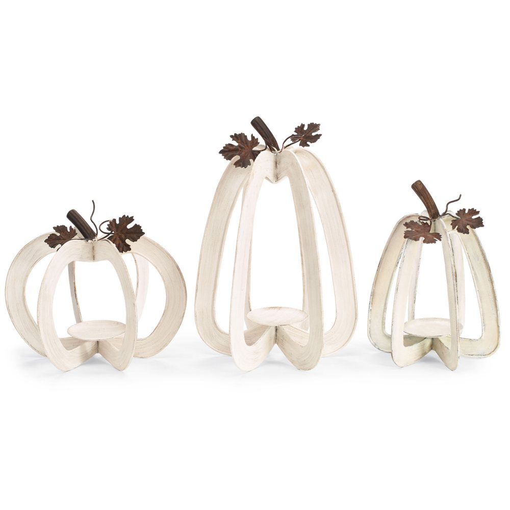 burton+BURTON Cream Pumpkin Candleholder, Set of 3