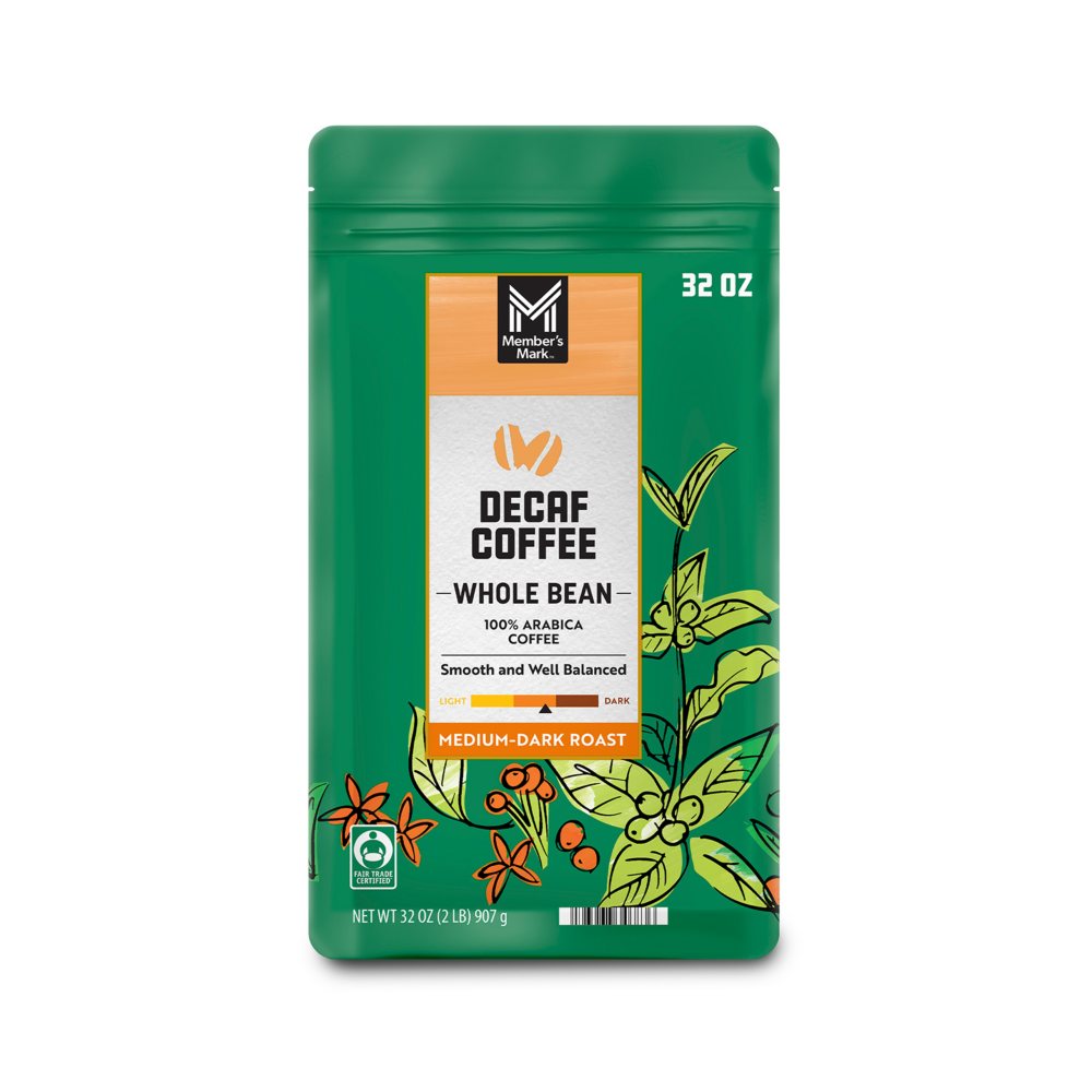 Member's Mark Decaf Medium-Dark Roast Whole Bean Coffee, 32 oz.