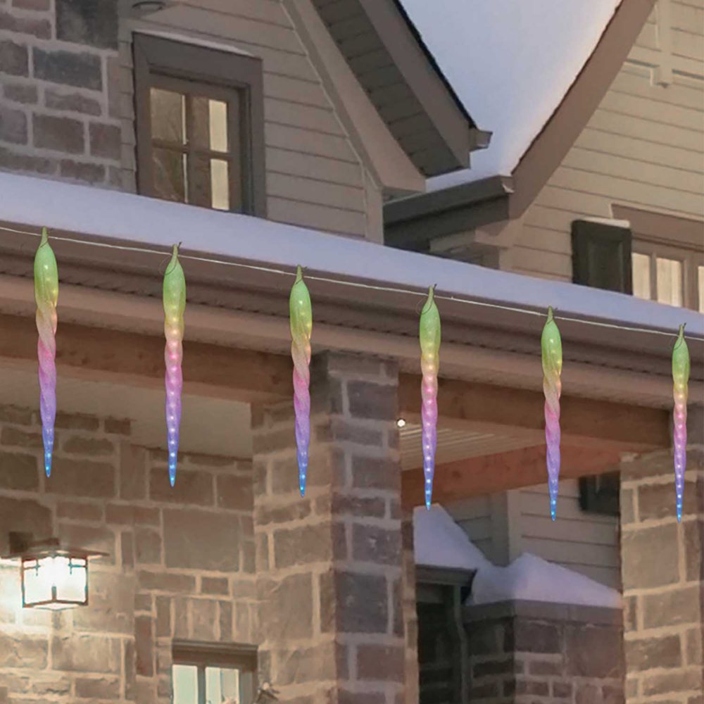 Member's Mark 6ct Color-Changing Jumbo Icicle LED Lights, 9' Lighted Length