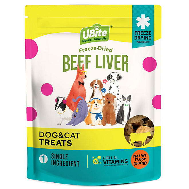 UBite Raw Bits Freeze-Dried Beef Liver Dog + Cat Treats (17 oz.)