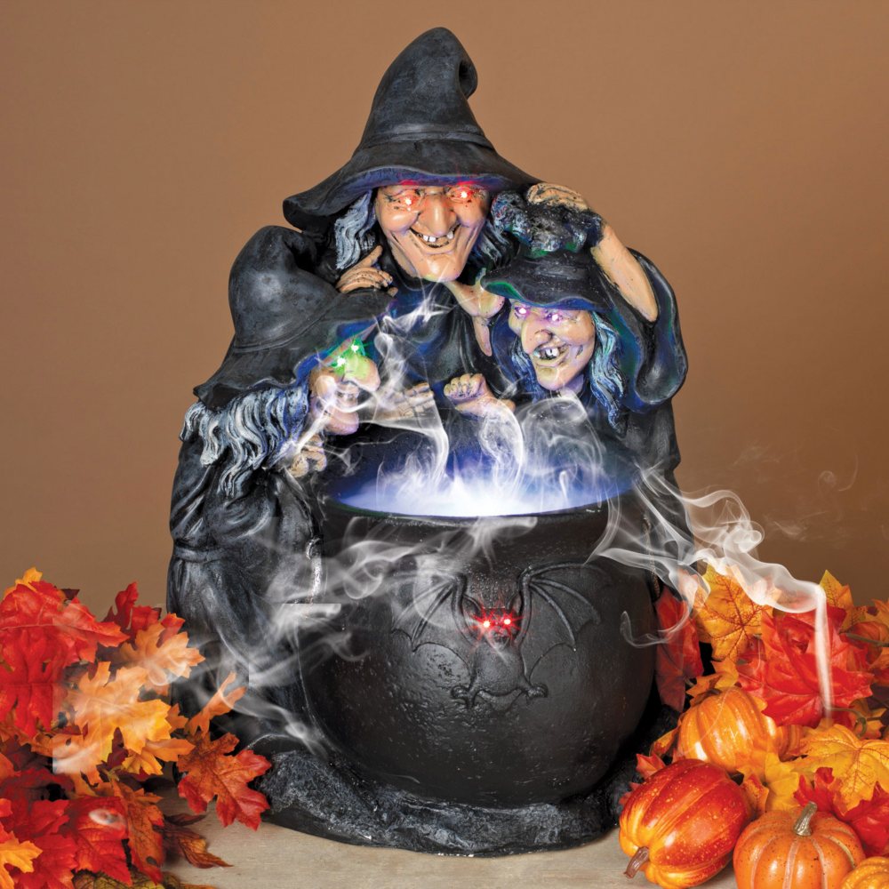 Pre-Lit 23" Witches with Smoking Cauldron
