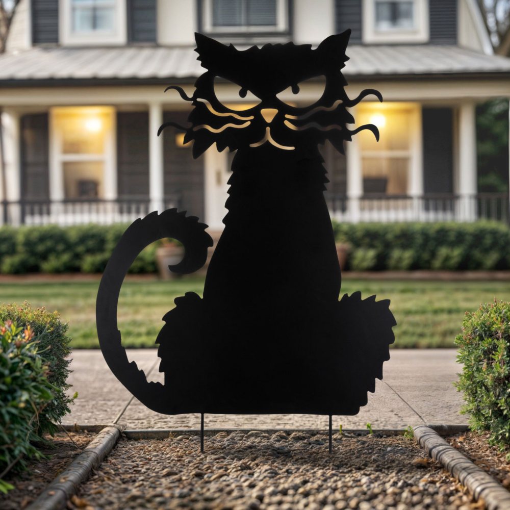 Black Cat 36" Metal Silhouette Yard Décor