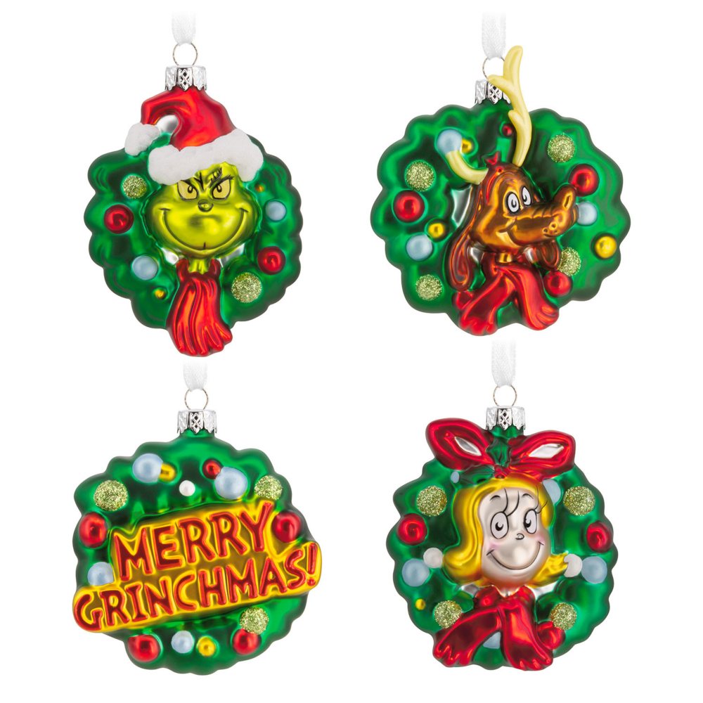 Hallmark Dr. Seuss's How the Grinch Stole Christmas! Blown Glass Christmas Ornaments, Set of 4