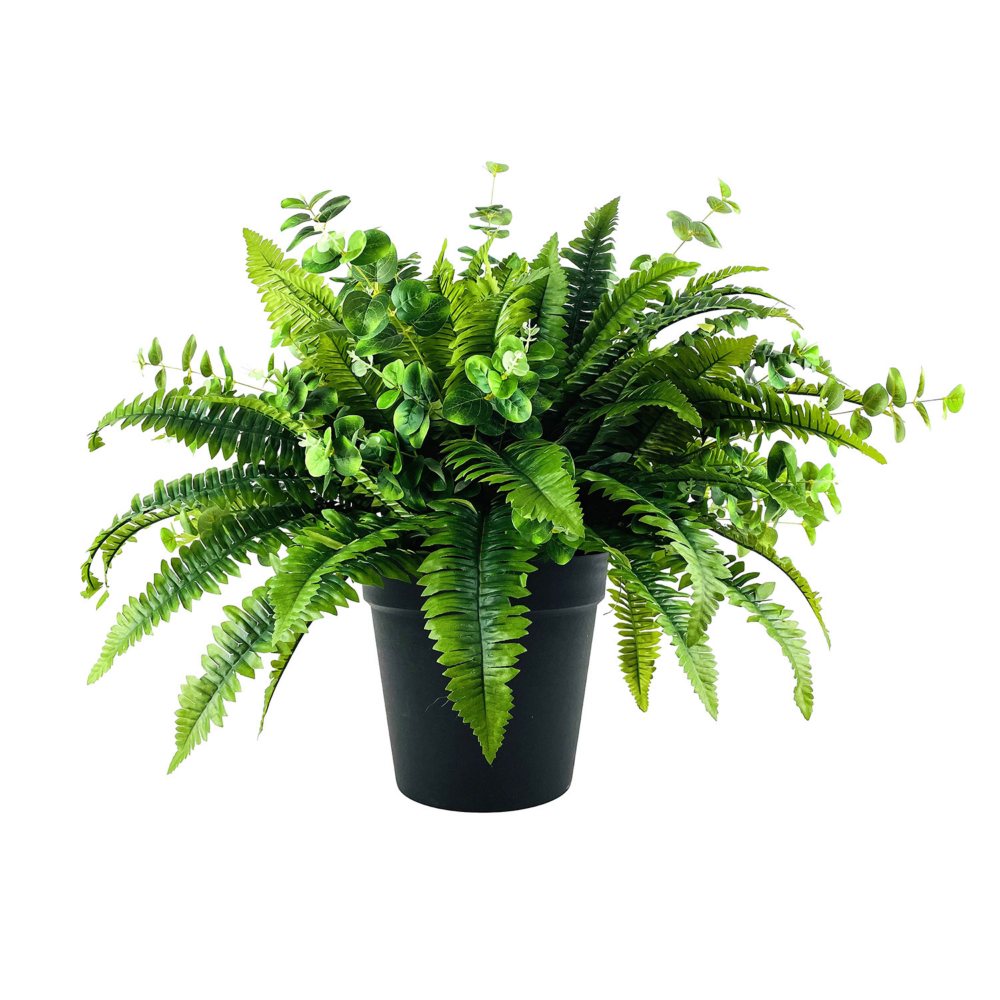 Faux 26" Fern and Eucalyptus Mix in Black Plastic Pot