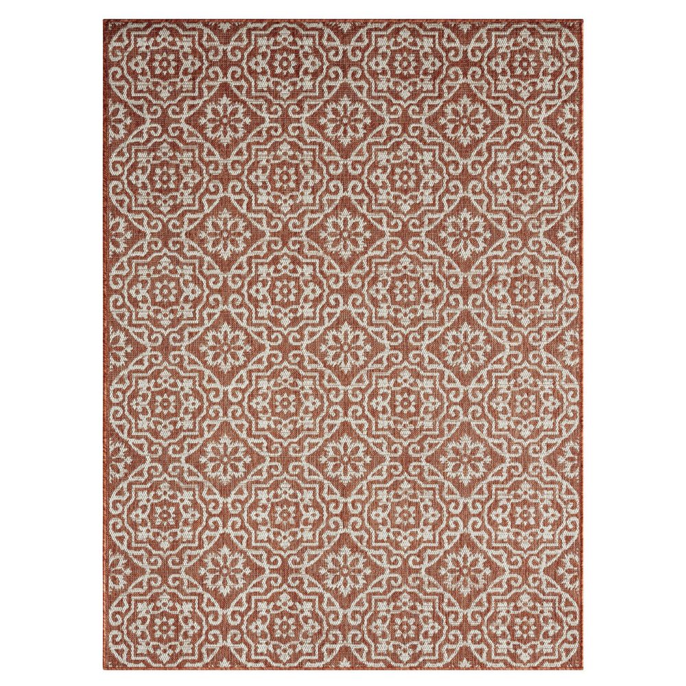 Nicole Miller New York Patio Country Danica Transitional Geometric Indoor/Outdoor Area Rug - Terracotta/Ivory