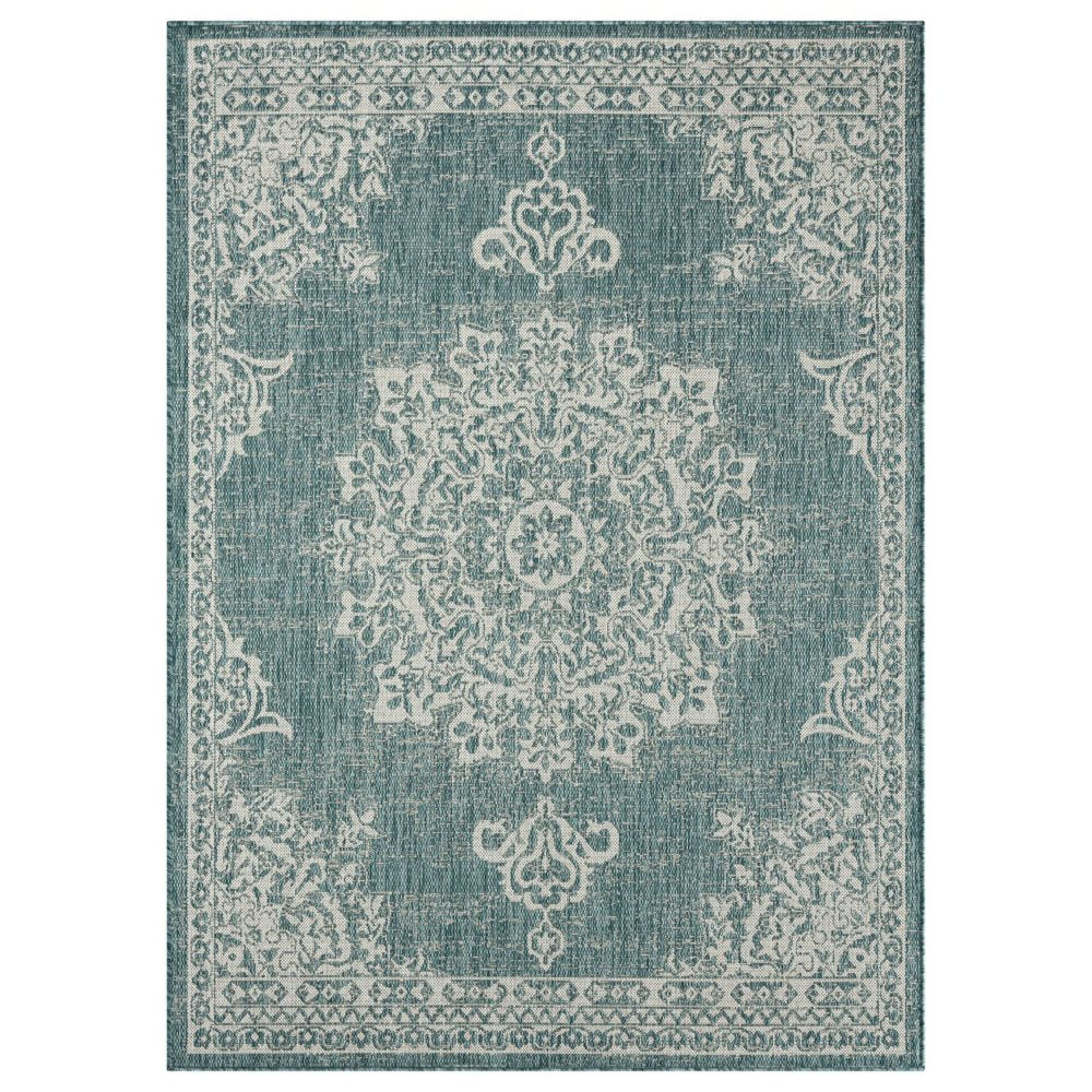 Nicole Miller New York Patio Country Azalea Transitional Medallion Indoor/Outdoor Area Rug - Blue/White