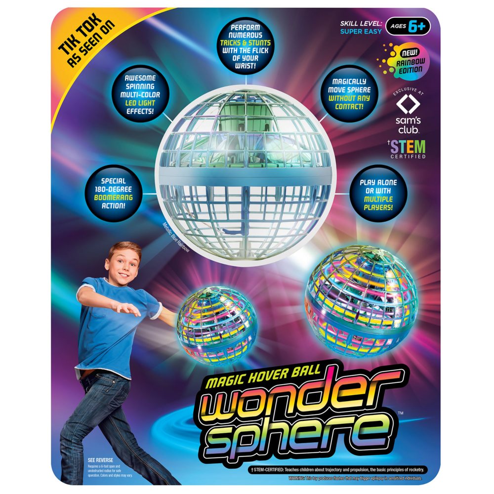 Wonder Sphere Magic Hover Ball Rainbow Edition with LED Lights