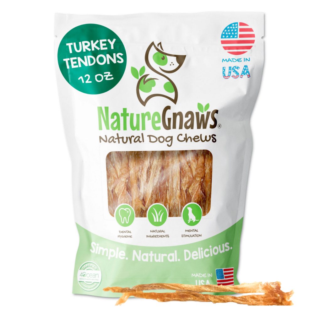 Nature Gnaws, USA Turkey Tendons Natural Dog Chews, 12oz