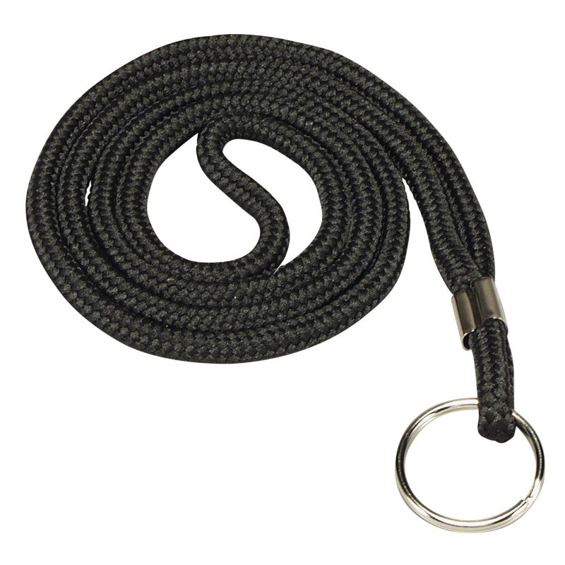Std Lanyard with Ring Black (Pack of 12)
