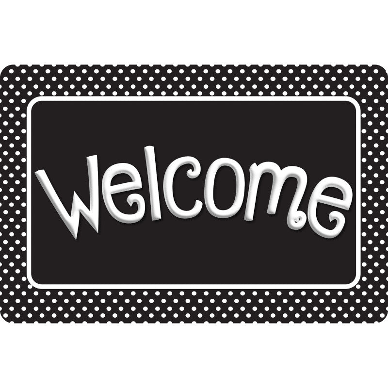 Welcome Mat Black & White Polka Dot 15.5 X 23.5In (Pack of 3)