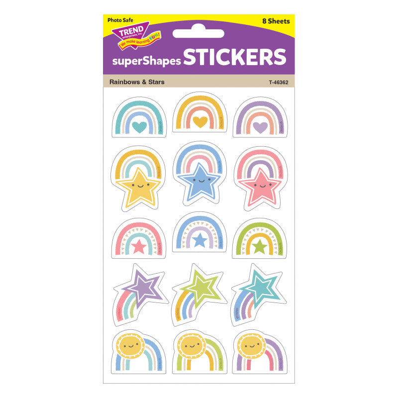 Rainbows & Stars Large Stickers Supershapes (Pack of 12)
