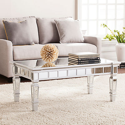 SEI Gin Glam Mirrored Cocktail Table - Matte Silver
