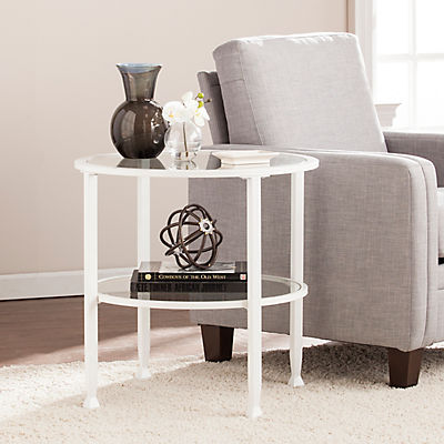 SEI Jace Round End Table - White