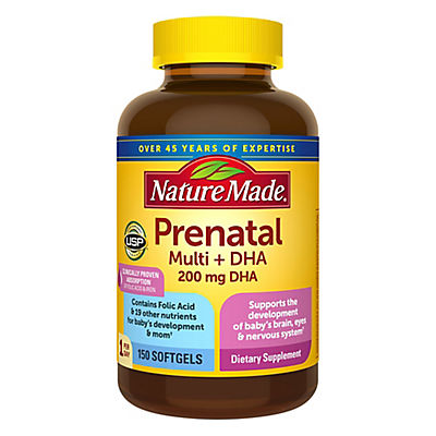 Nature Made Prenatal with Folic Acid + DHA, Supplement for Daily Nutritional Support Softgels, 150 ct.