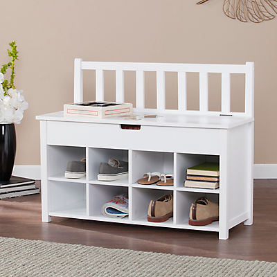 SEI Belereav 36" Shoe Storage Bench - White