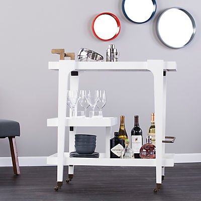 SEI Holly & Martin Zhori Mid-Century Modern Bar Cart - White
