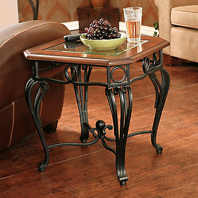 SEI Martine End Table - Dark Cherry