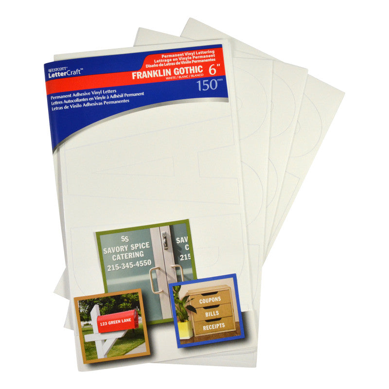 6In White Franklin Vinyl Letters Permanent (Pack of 6)