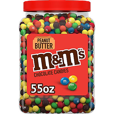 M&M's Chocolate Candy Bulk Jar, Peanut Butter Milk Chocolate Candy, 55 oz.