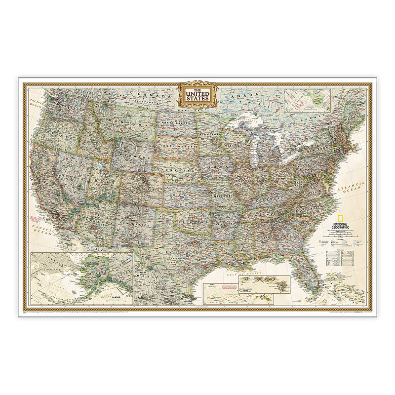 United States Executive Map Poster Laminated