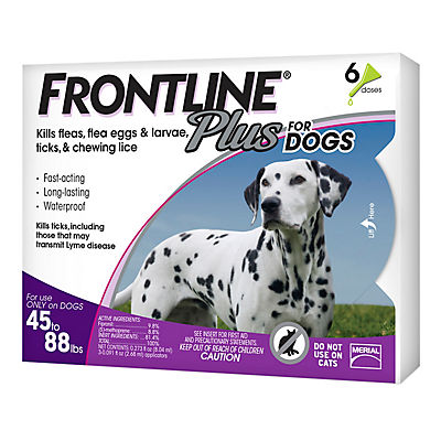 Frontline Plus Flea & Tick Large Breed Dog Treatment, 45-88 lbs., 6 doses
