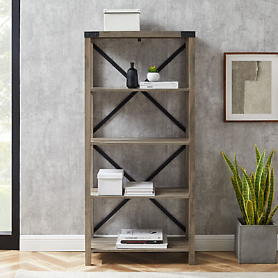 W. Trends Farmhouse 64" Wood Media Bookcase