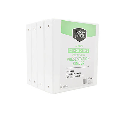 Berkley Jensen 1.5" Clearview Presentation O Ring Binders, 4 pk.