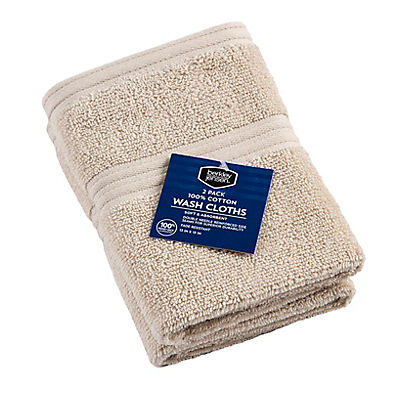 Berkley Jensen Cotton Wash Cloths, 2 pk. - Linen