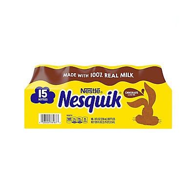 Nestle Nesquik Chocolate Low-Fat Milk Bottles, 15 ct./8 oz.
