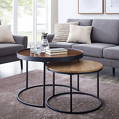 W. Trends Pamela 30" Two-Tone Nesting Coffee Tables - Dark Walnut/English Oak