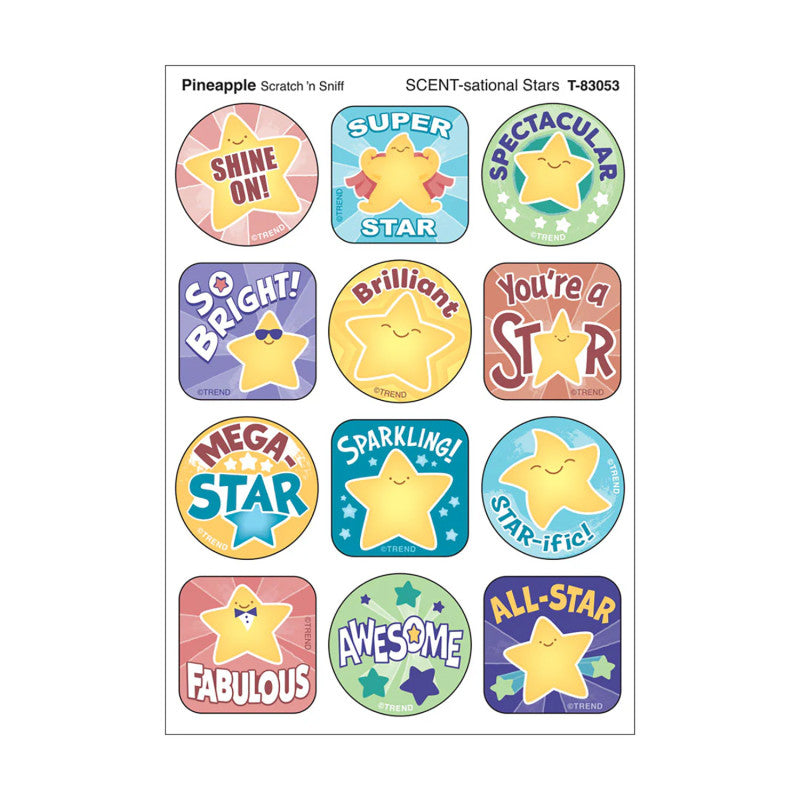 Stinky Stickers Stars Pineapple Scent (Pack of 12)