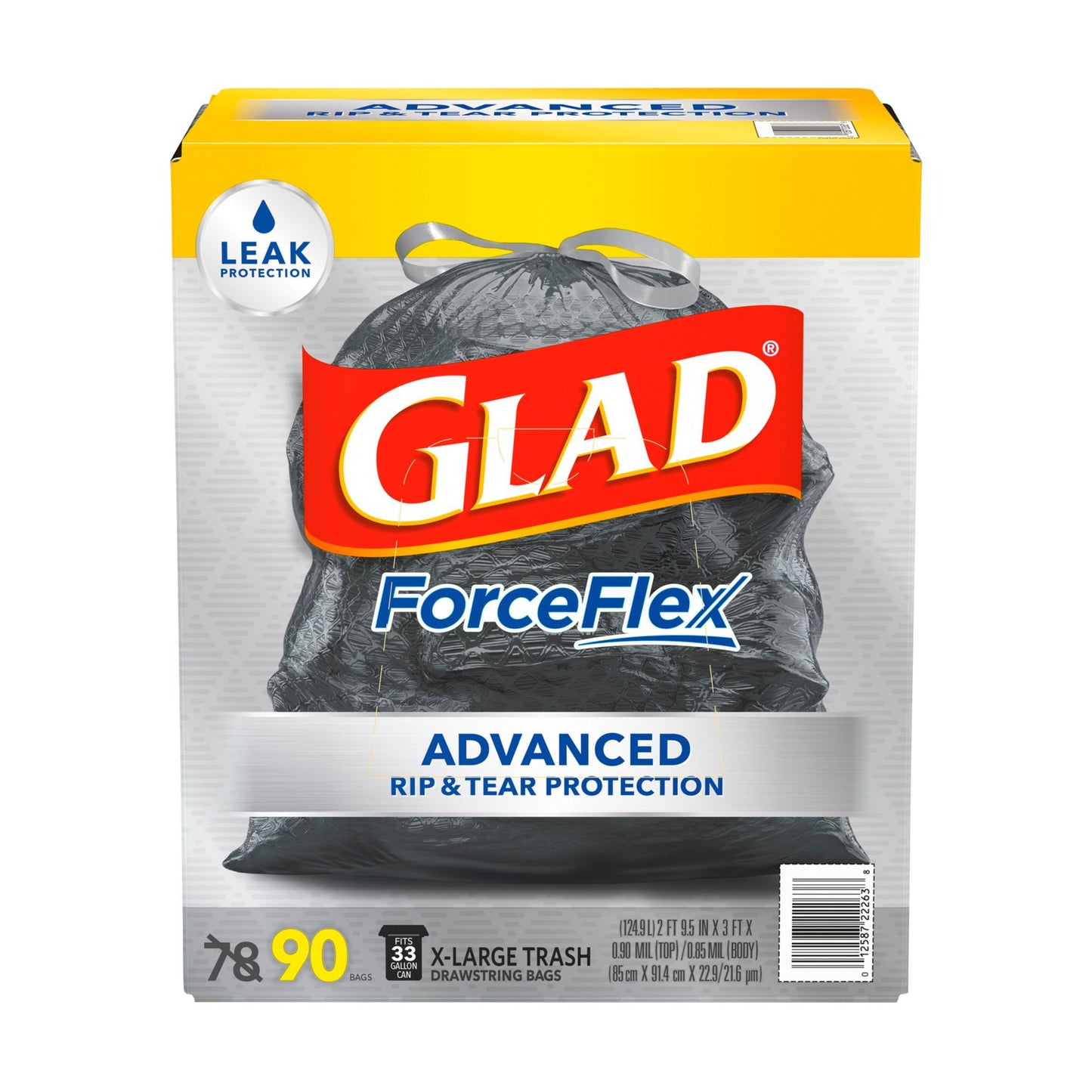 Glad ForceFlex Drawstring Large Trash Bags, 33 Gallon, 90 ct.