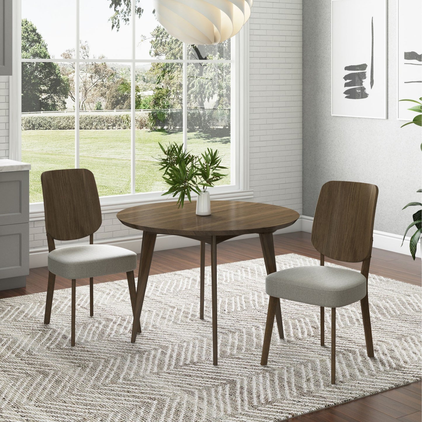 Handy Living Bensen Armless Side Chair with Wood Back & Upholstered Seat Cushion, set of 2