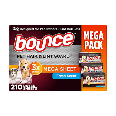 Bounce Pet Hair and Lint Guard Mega Dryer Sheets, 210 ct. - Fresh Scent
