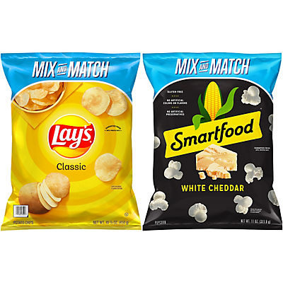Lays Classic Potato Chips & Smartfood White Cheddar Flavored Popcorn, Pick n' Pack