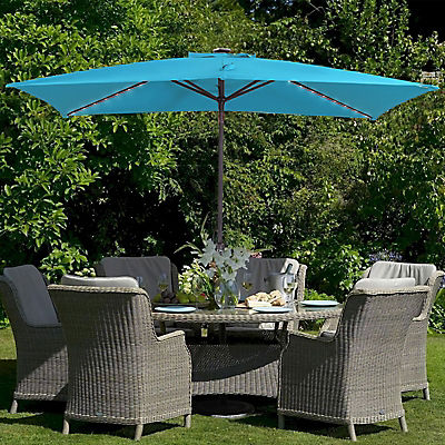 MISSBRELLA 10' x 7' 54 LED Lighted Market Rectangular Solar Patio Table Aluminum Umbrella