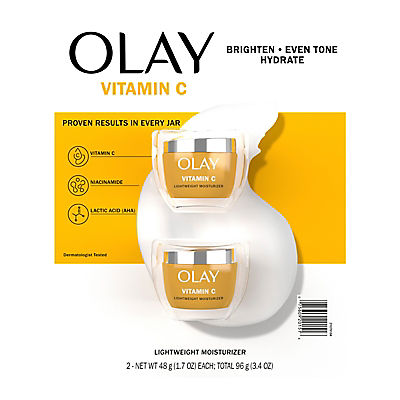 Olay Vitamin C Brighten, Even Tone, Hydrate Lightweight Moisturizer, 2 pk/1.7 oz.