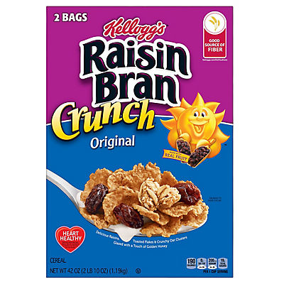 Kellogg's Raisin Bran Crunch Breakfast Cereal with Fiber, 2 pk.