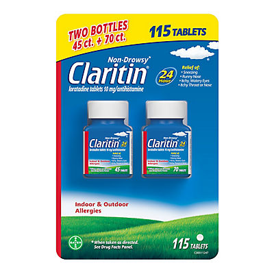 Claritin 24-Hour Non-Drowsy Allergy Tablets with Antihistamine and Loratadine, 115 ct./10mg