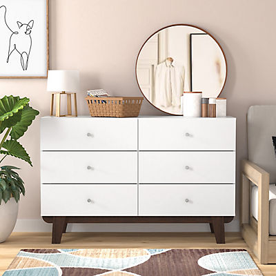 Living Essentials by Hillsdale Kincaid Wood 6 Drawer Dresser - Matte White
