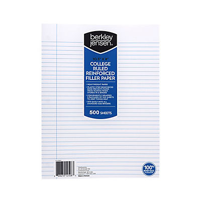 Berkley Jensen 500 Ct. Reinforced Filler Paper College Ruled - White