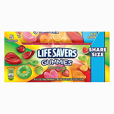 Life Savers Gummies Original 5 Flavors Gummy Candy, Share Size Packs Bulk Box, 15 ct.