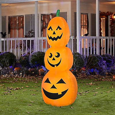 Gemmy 7' Airblown Inflatable Pumpkin Trio Stack
