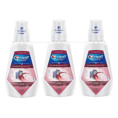 Crest 3D White Glamorous White Alcohol-Free Multi-Care Whitening Mouthwash in Arctic Mint, 3 pk./32 fl. oz. (946mL)