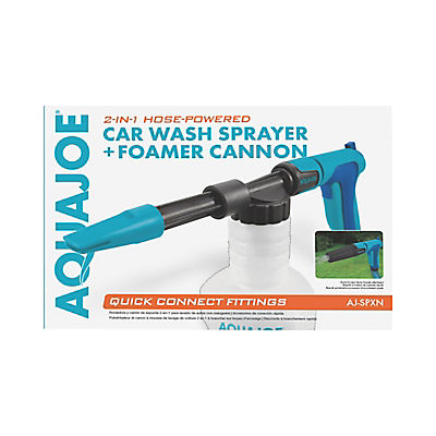 Aqua Joe AJ-SPXN 2-in-1 Hose-Powered Adjustable Foam Cannon Spray Gun Blaster with Spray Wash Quick-Connect to Any Garden Hose