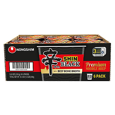 Nongshim Shin Ramyun Black Cup, 6 pk./3.5 oz.