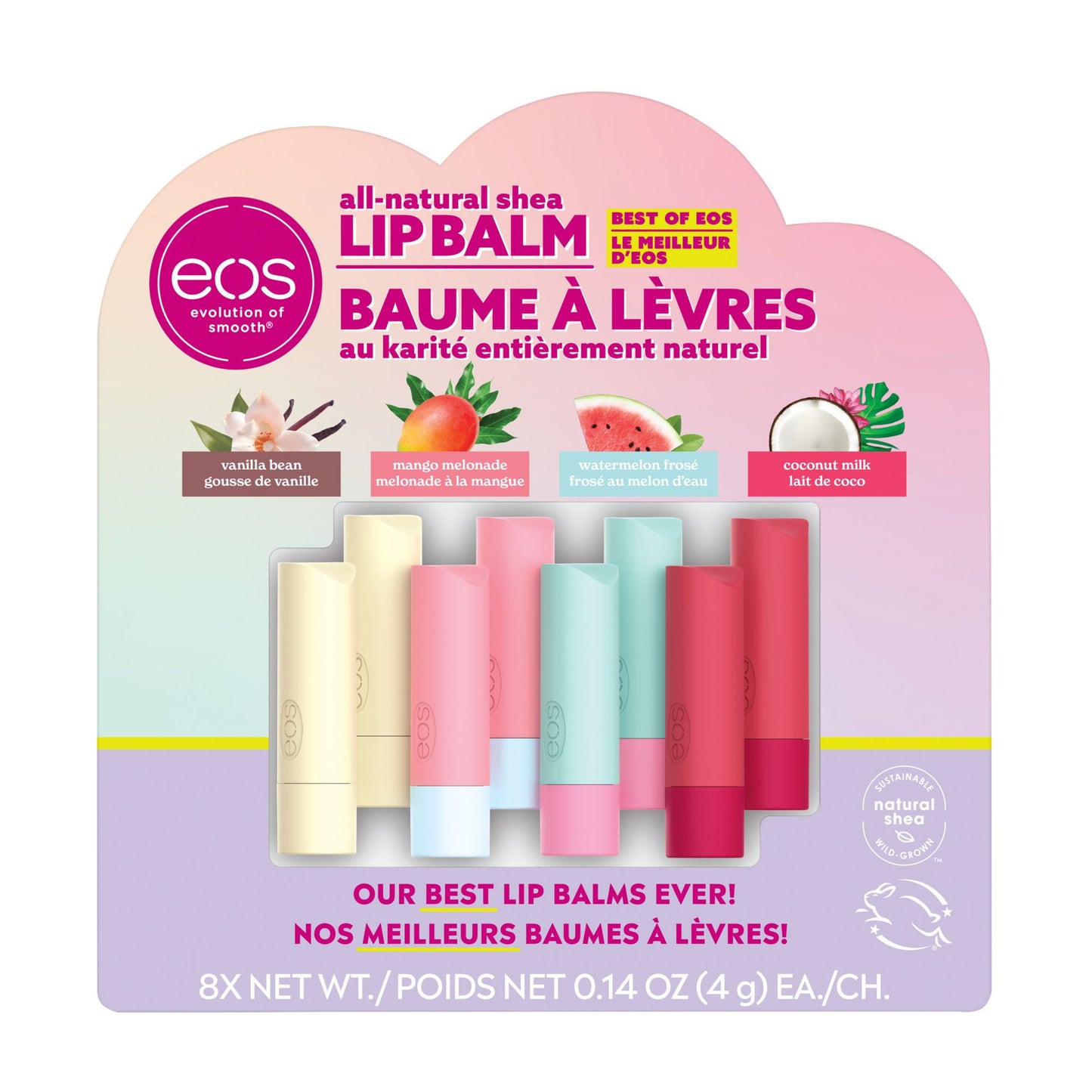 eos All-Natural Shea Lip Balm Sticks Variety Pack, 8 ct.
